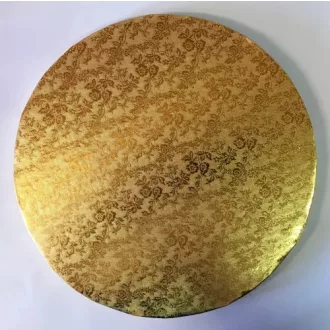   Arany színű dob,tortadob 25 cm átmérőjű,apró rózsa mintás