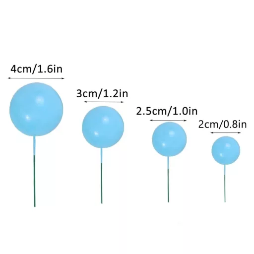Gömb alakú kék színű tortadísz,beszúró 20 db/ csomag