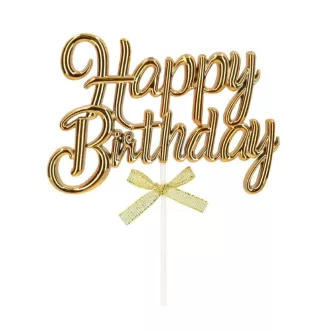 Happy Birthday arany színű tortabeszúró,tortadísz