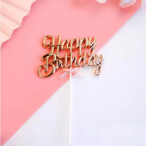 Happy Birthday arany színű tortabeszúró,tortadísz