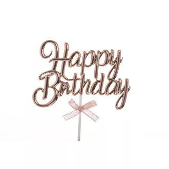 Happy birthday rose gold színű tortabeszúró,tortadísz
