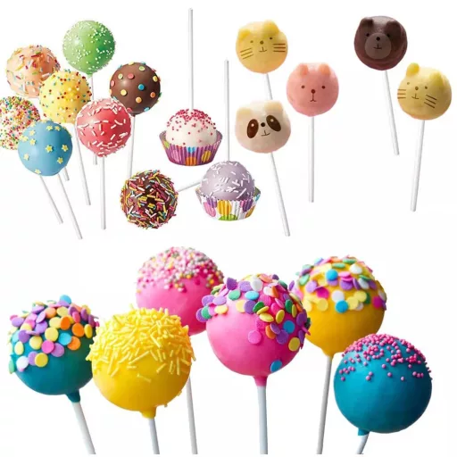 Nyalóka és Cake Pop papír pálcika 10 cm-es 50 db/ csomag