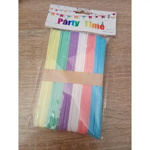 Fa jégkrém pálcika-macaron színek, 15 cm hosszú, 50 db/csomag