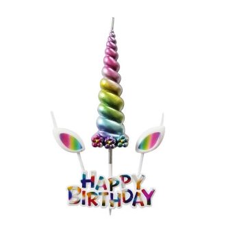 Unikornis szarv,fül Happy Birthday gyertya