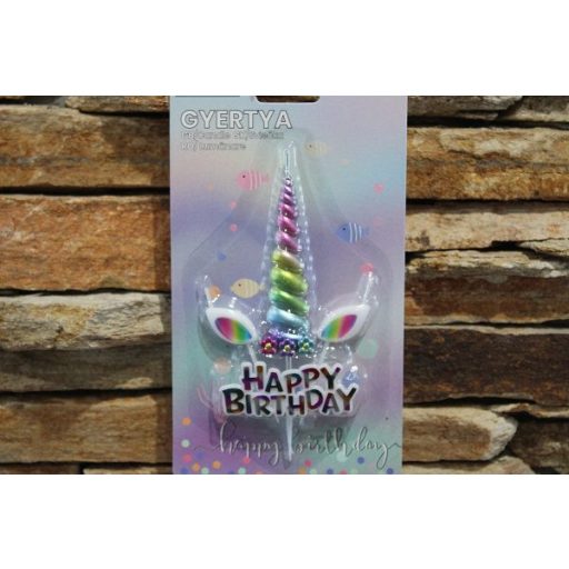 Unikornis szarv,fül Happy Birthday gyertya