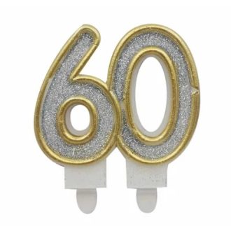 60-as számgyertya ezüst színű