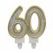 60-as számgyertya ezüst színű