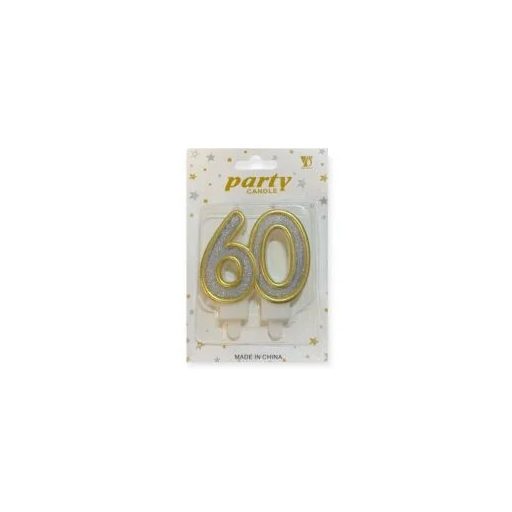 60-as számgyertya ezüst színű
