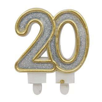 20-as ezüst színű számgyertya