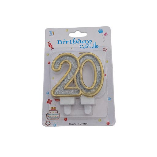 20-as ezüst színű számgyertya