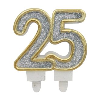 25-ös ezüst színű számgyertya