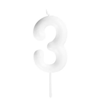 3-as fehér színű számgyertya