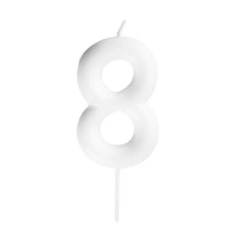 8-as fehér színű számgyertya