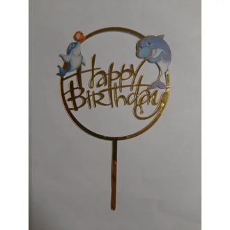 Sziluett  beszúró-Happy Birthday és delfinek