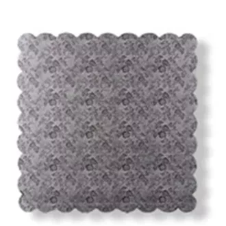   Ezüst színű, apró rózsa mintás,négyzet alakú tortaalátét,tortalap  20x20 cm