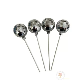   Disco,diszkó gömbök,tortadísz-ezüst színű 4db / csomag