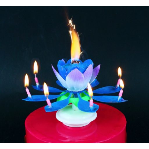 Zenélő torta gyertya kék