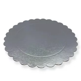  Ezüst színű,apró rózsa mintás,kerek formájú tortaalátét,tortalap  20 cm átmérőjű