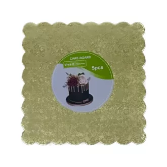   Arany színű,apró rózsa mintás ,négyzet alakú torta alátét, tortalap 25x25 cm
