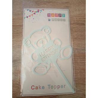 Kék maci Happy Birthday felírattal a hasán