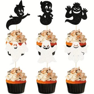 Halloween fekete-fehér szellemek 12 db/ csomag