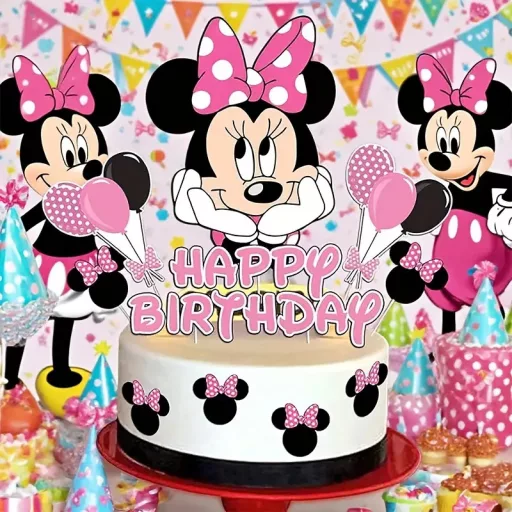 Minnie egér témájú papír tortadísz 10 db/ csomag