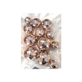 Disco, diszkó gömbök,tortadísz-rosegold színű 12 db/cs