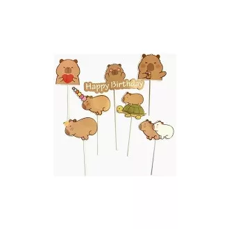   Capybara, capibara papír tortabeszúró,tortadísz  7db/csomag