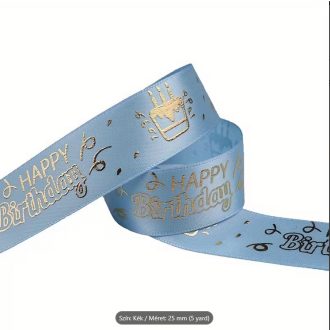 Happy Birthday kék szalag,tortadísz