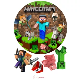 Minecraft témájú tortaostya, ostyalap