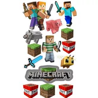 Minecraft témájú tortaostya, ostyalap