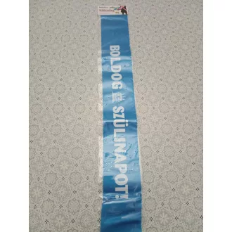   Party kellék.Kék Boldog szülinapot! felíratú vállszalag