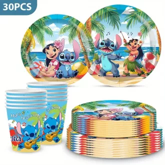 Stitch témájú  tányér és pohár szett 30 db-os
