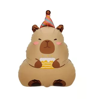 Capybara témájú , tortával fólia lufi