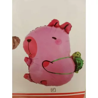 Capybara témájú  hátizsákkal rózsaszín fólia lufi