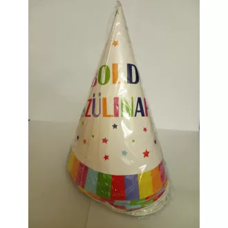   Party kellék.Színes aljú,Boldog Szülinapot felíratú csákó 10 db/ csomag