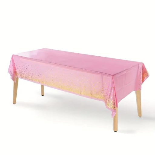 Party Kellék.Fondant,Marcipán Rózsaszín terítő,alján arany színű pöttyökkel 