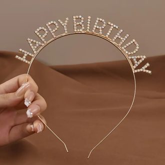   Party kellék.Happy Birthday rose gold színű strassz köves fejpánt,hajpánt