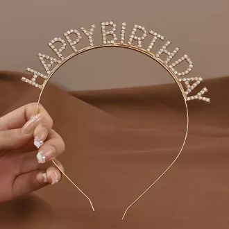   Party kellék.Happy Birthday rose gold színű strassz köves fejpánt,hajpánt