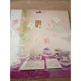 Party Kellék. Színes papír füzér Happy Birthday 