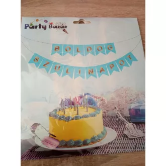 Party Kellék. Kék papír füzér Boldog szülinapot